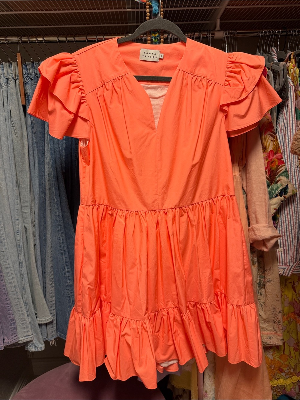 Tanya Taylor Coral V-Neck Dress size S